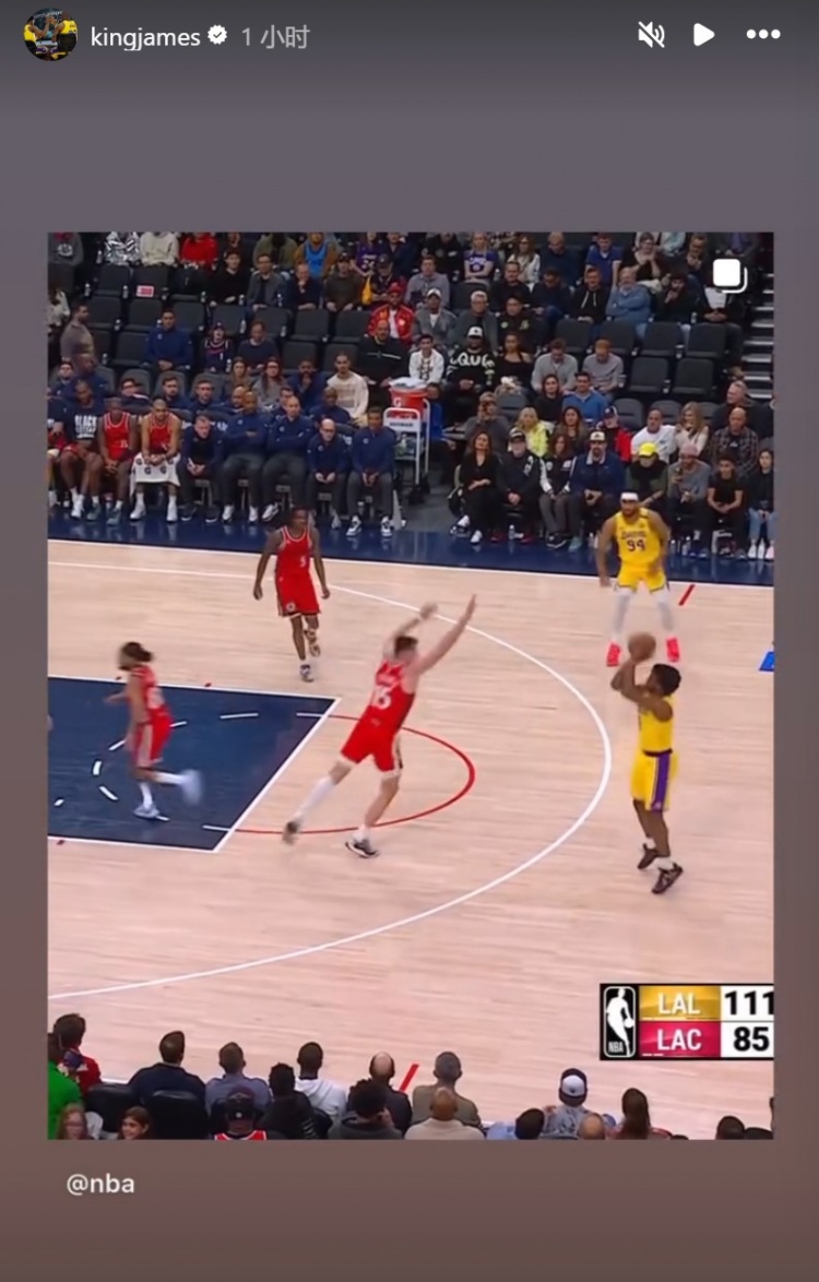  為你驕傲！布朗尼投進NBA生涯首記三分球！詹姆斯賽后轉(zhuǎn)發(fā)