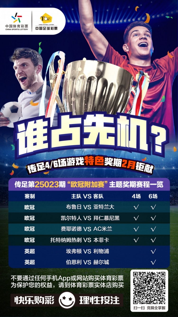  誰占先機(jī)？！傳足特色獎(jiǎng)期第25023期聚焦歐冠附加賽