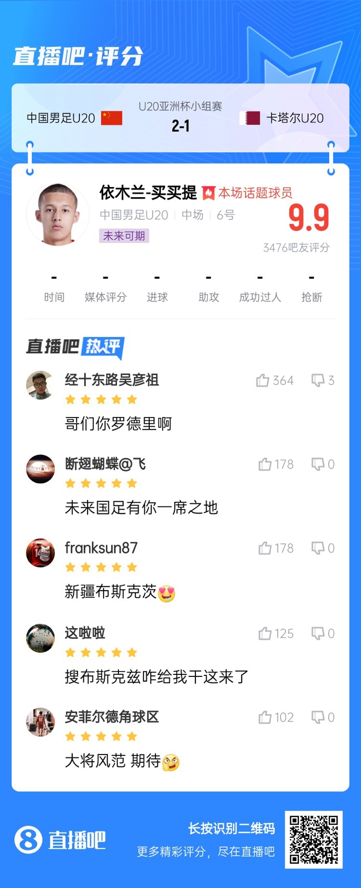  依木蘭+陳澤仕泰山中場連線！19歲依木蘭獲封：新疆布斯克茨！