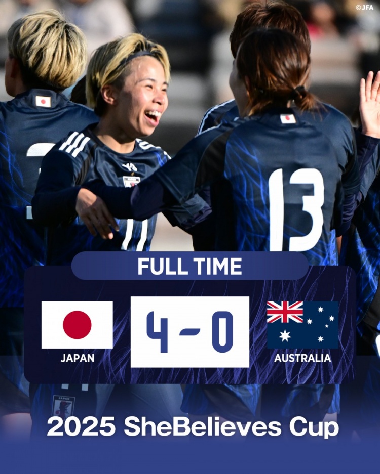  熱身賽日本女足4-0澳大利亞女足，田中美南2射1傳&長谷川唯任隊長