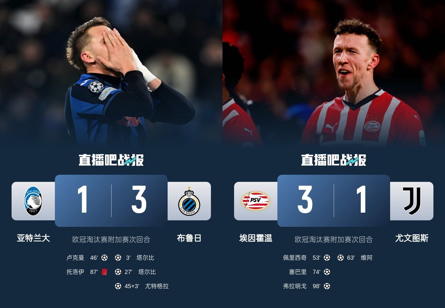  真是意甲拉垮？PSV淘汰尤文后3連敗，布魯日爆冷真藍(lán)黑后1勝難求